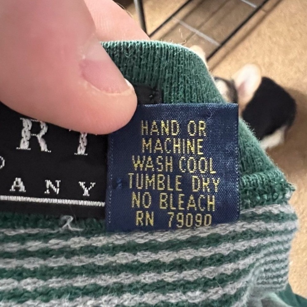 Windsor Shirt Company Green Striped Cropped Sweatshirt Cotton Crew Neck Large - Picture 6 of 8
